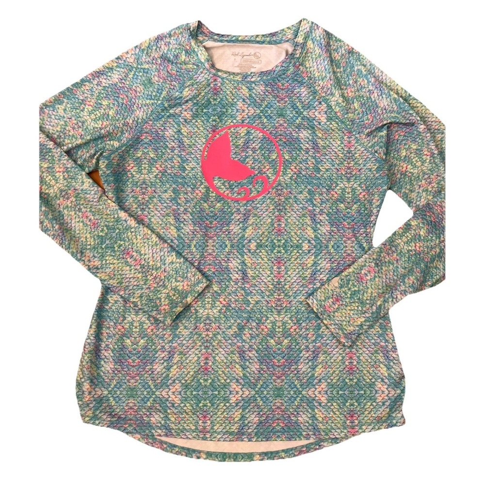 Reel Legends Shirt Sz L Blue‎ Pink MERMAID Long Sleeve Coastal  Beach